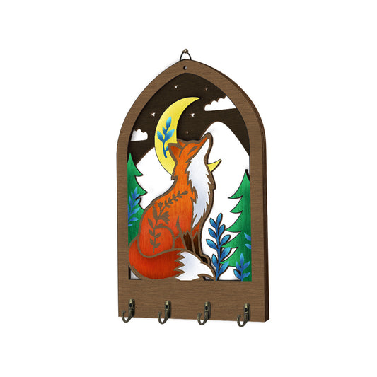Fox Theme Wooden Key Holder