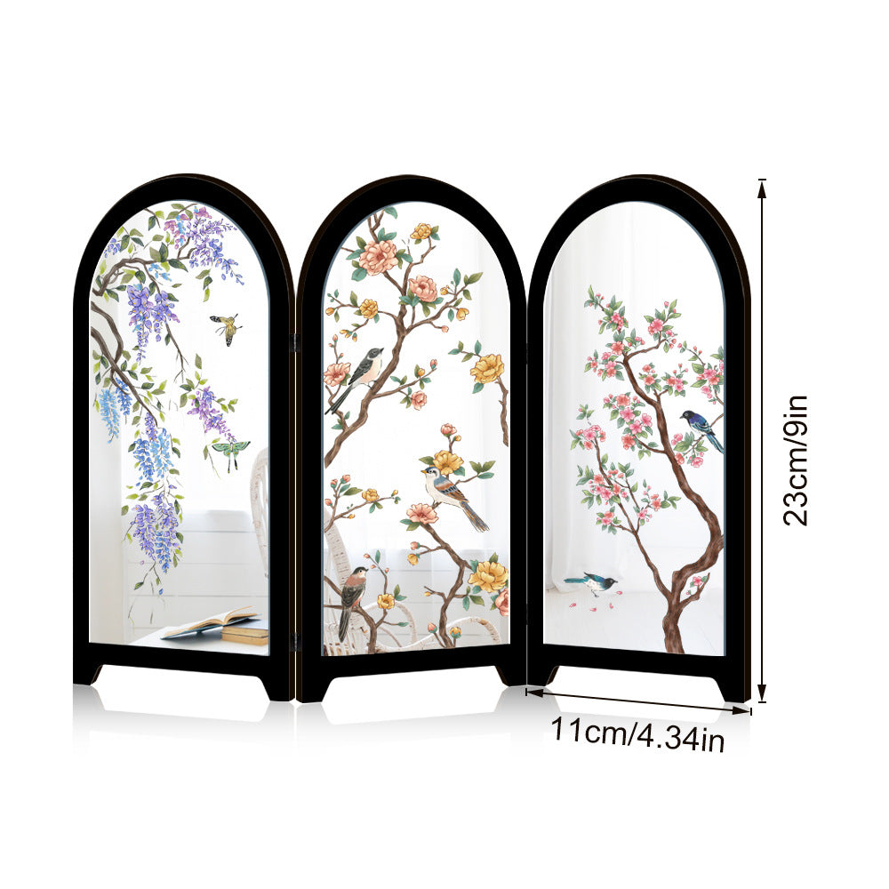 Folding Mirrored Tabletop Screen Decor