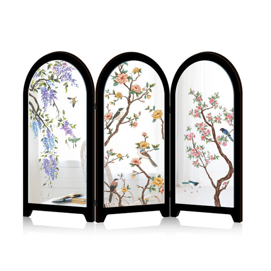Folding Mirrored Tabletop Screen Decor