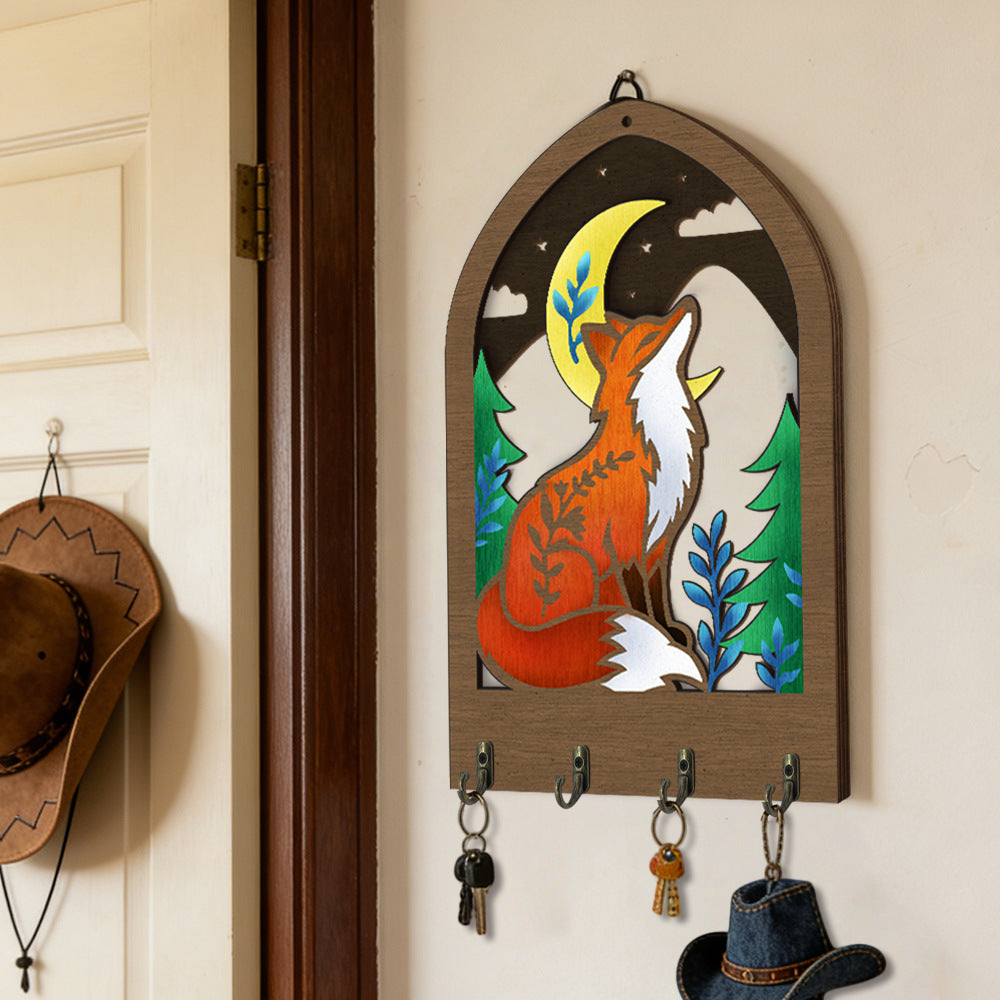 Fox Theme Wooden Key Holder