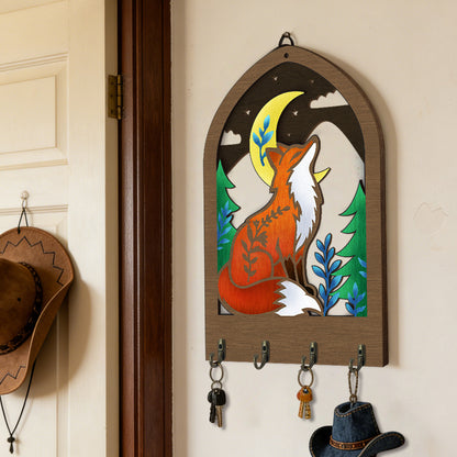 Fox Theme Wooden Key Holder