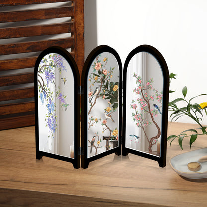 Folding Mirrored Tabletop Screen Decor