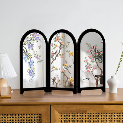 Folding Mirrored Tabletop Screen Decor