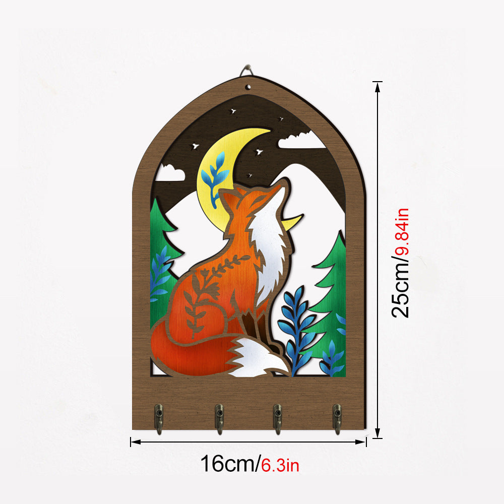Fox Theme Wooden Key Holder